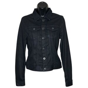 AG Adriano Goldschmied Jean Jacket Womens Small Black Robyn Denim Trucker NEW